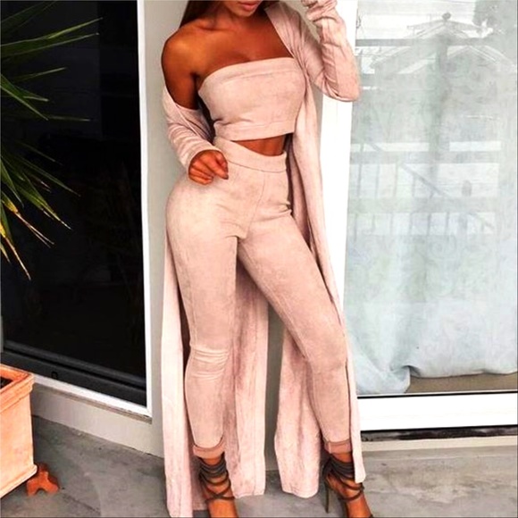 MODA ME COUTURE Pants - CRYSTAL Dusty Pink 2 Piece Set